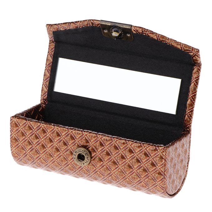 PU Leather Single  Case Holder Storage Box W/Mirror For Brown