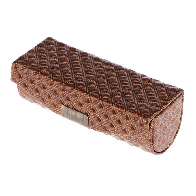 PU Leather Single  Case Holder Storage Box W/Mirror For Brown
