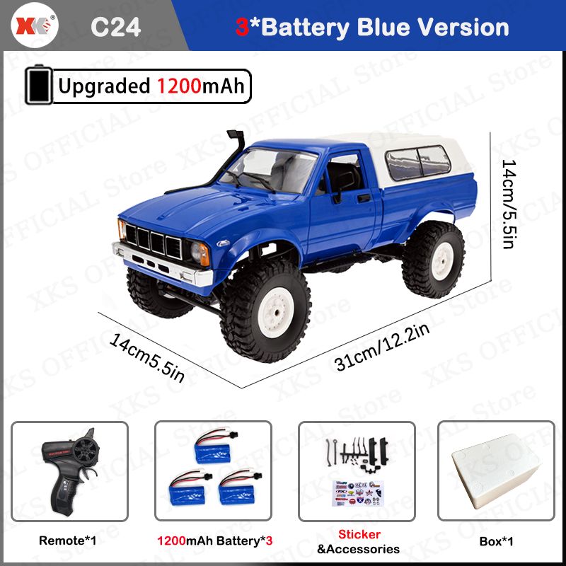 WPL C24 C24-1 Car 1/16 2.4G Off Road 4x4 Remote Control Car Electric LED Light