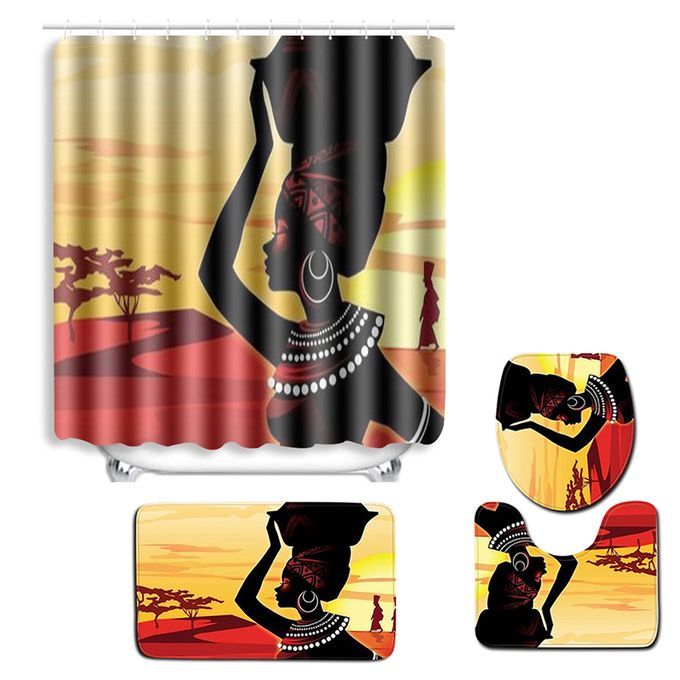 4Pcs/Set African Woman Printed Pattern Bathroom Decoration