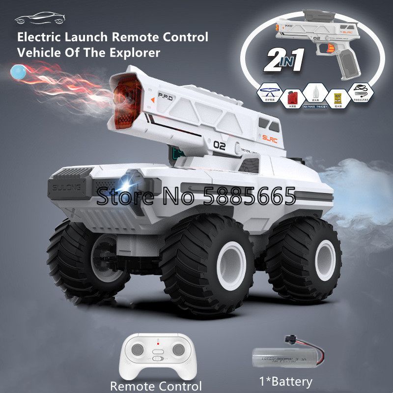 1: 14 Simulated Smoke 2-In-1 Remote Control Vehicle Cool Lighting Vacuum Tire