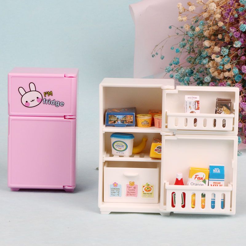 Double Door Refrigerator Mini Kitchen Miniature Toys Girl