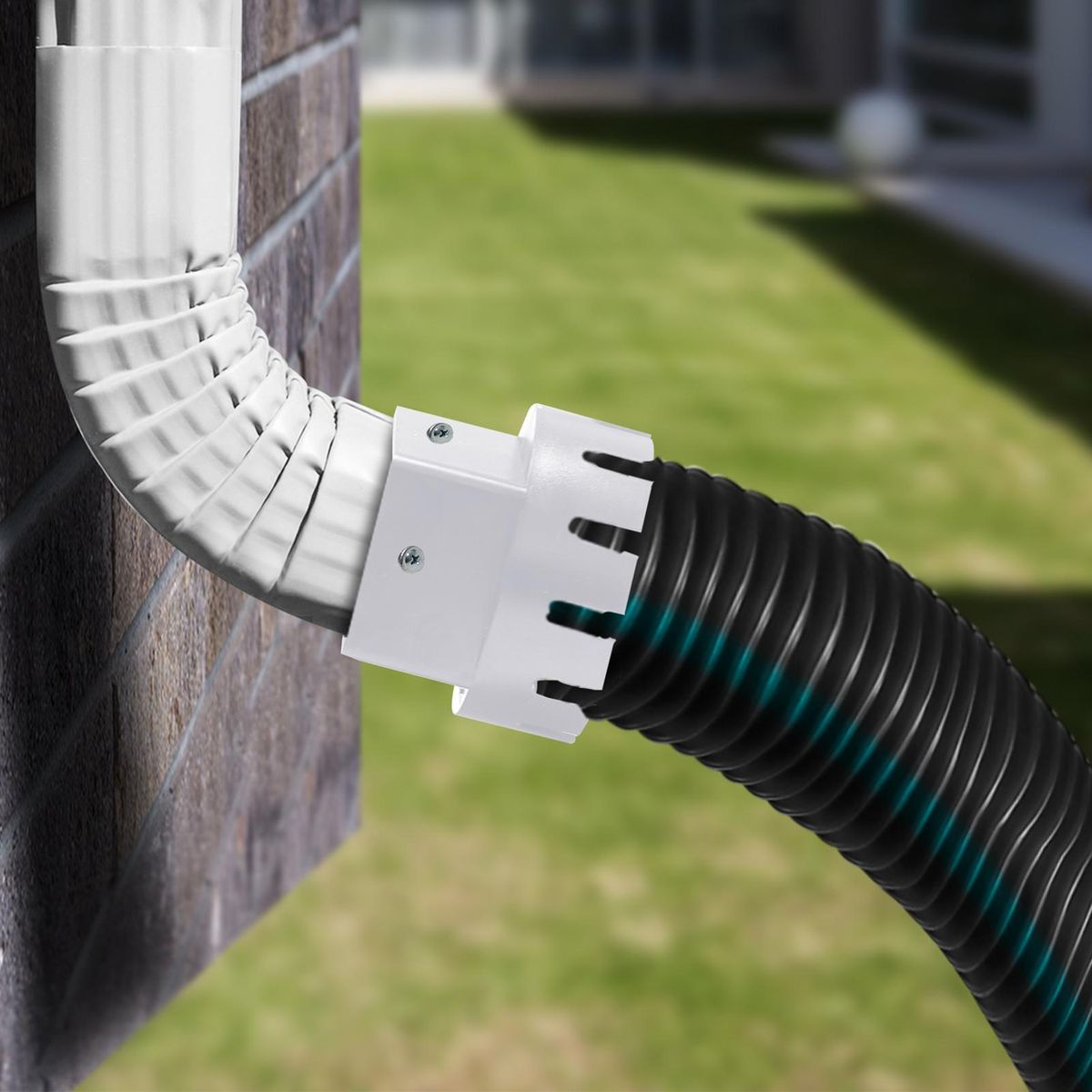 Drain Connector Downspout Extension Rainwater Diverter White