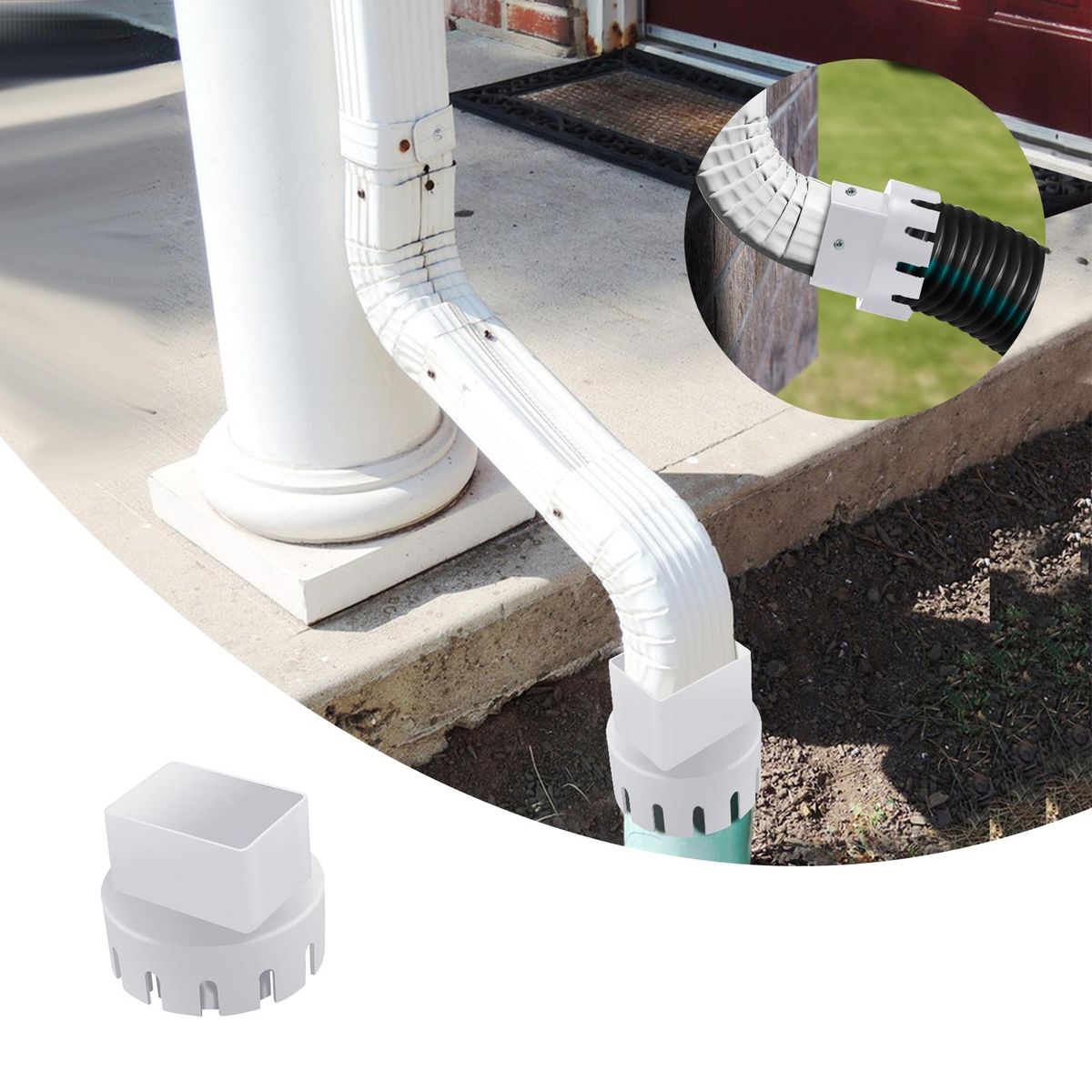 Drain Connector Downspout Extension Rainwater Diverter White