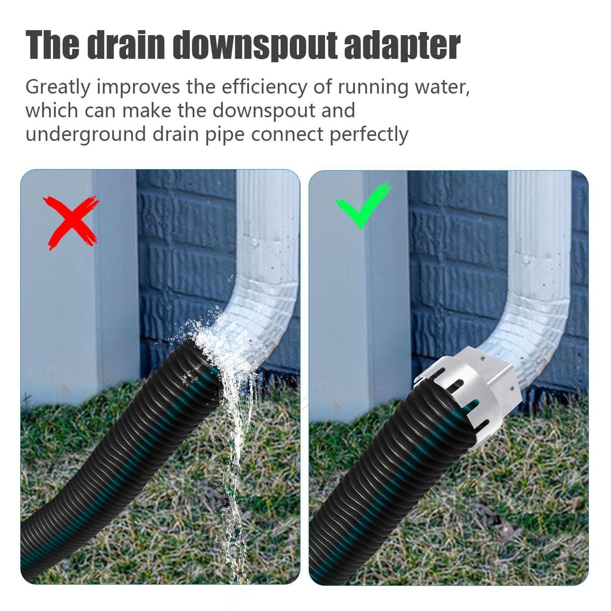 Drain Connector Downspout Extension Rainwater Diverter White