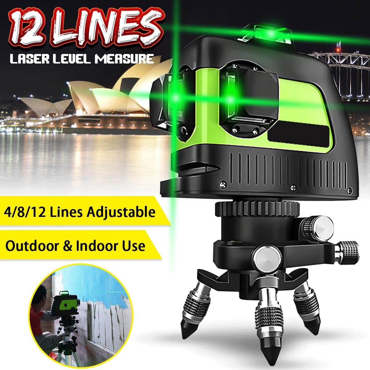 12 Lines 3D Green Laser Level Automatic Self Leveling 360° Rotating Rotary Cross