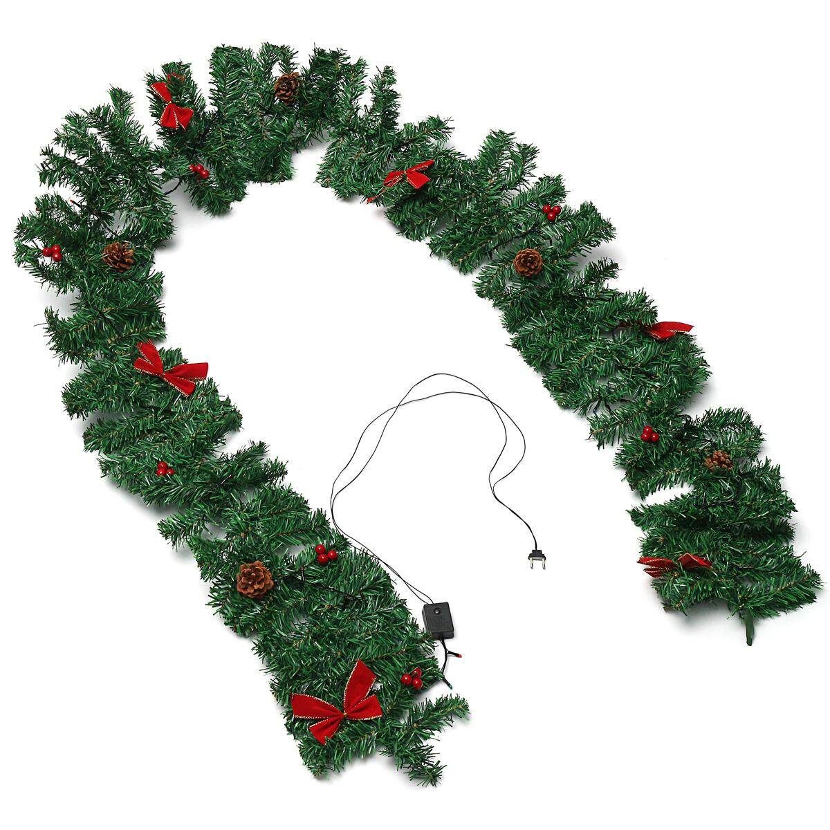 2.7M Long Christmas Xmas Garland Pine Wreath Fireplace Green Plant US 9FT