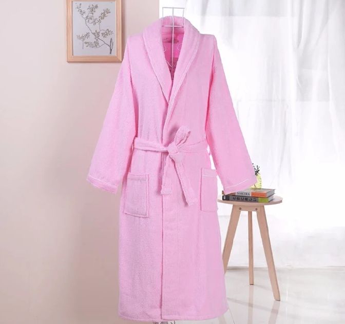 Women Loose Long Bathrobe - Pink.