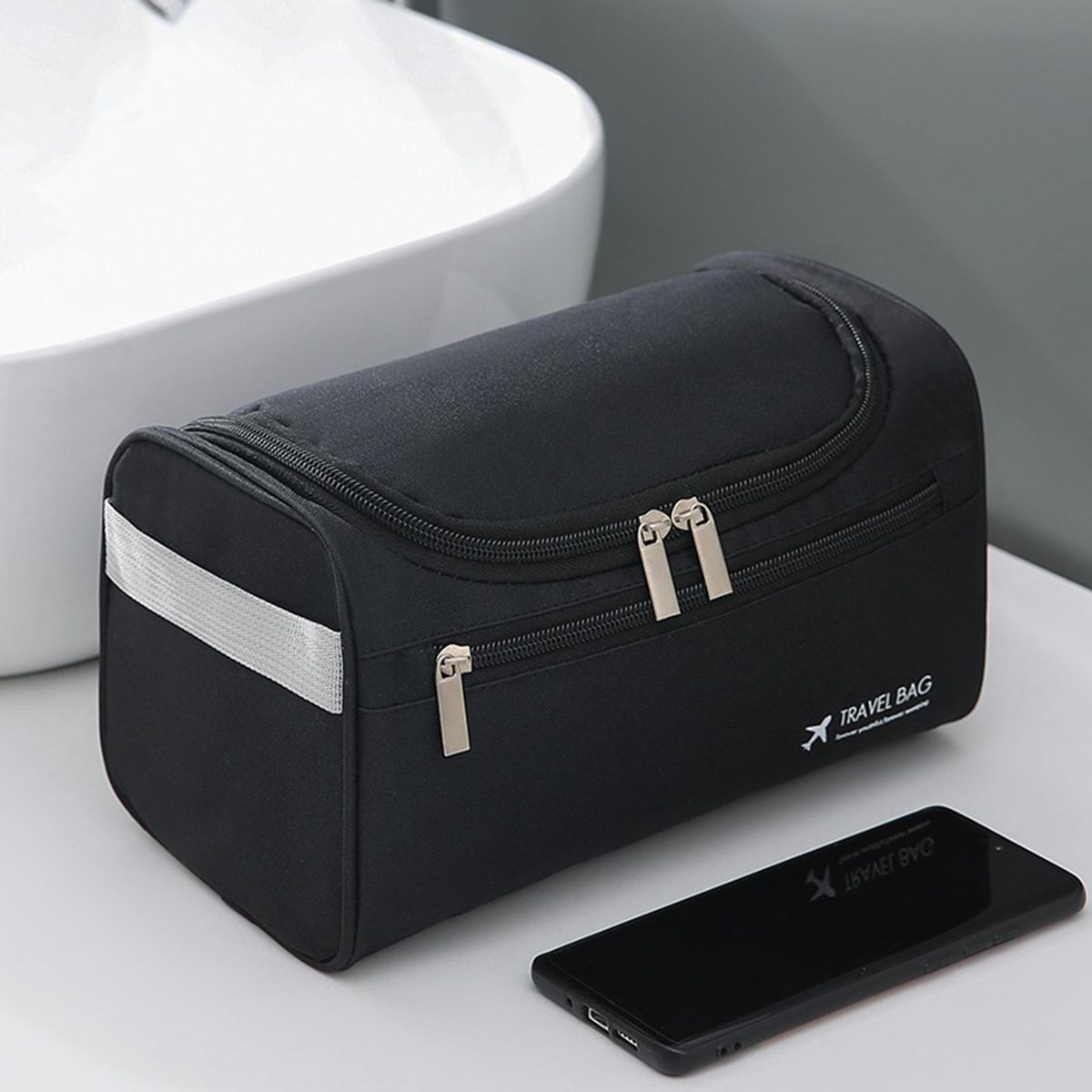 Wash Pouch Men Travel Hanging Wash Pouch Black