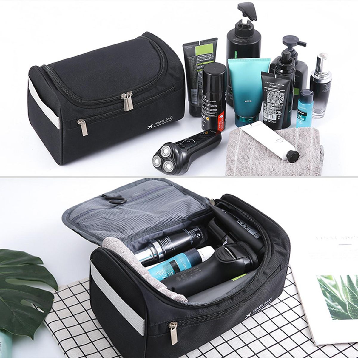 Wash Pouch Men Travel Hanging Wash Pouch Black