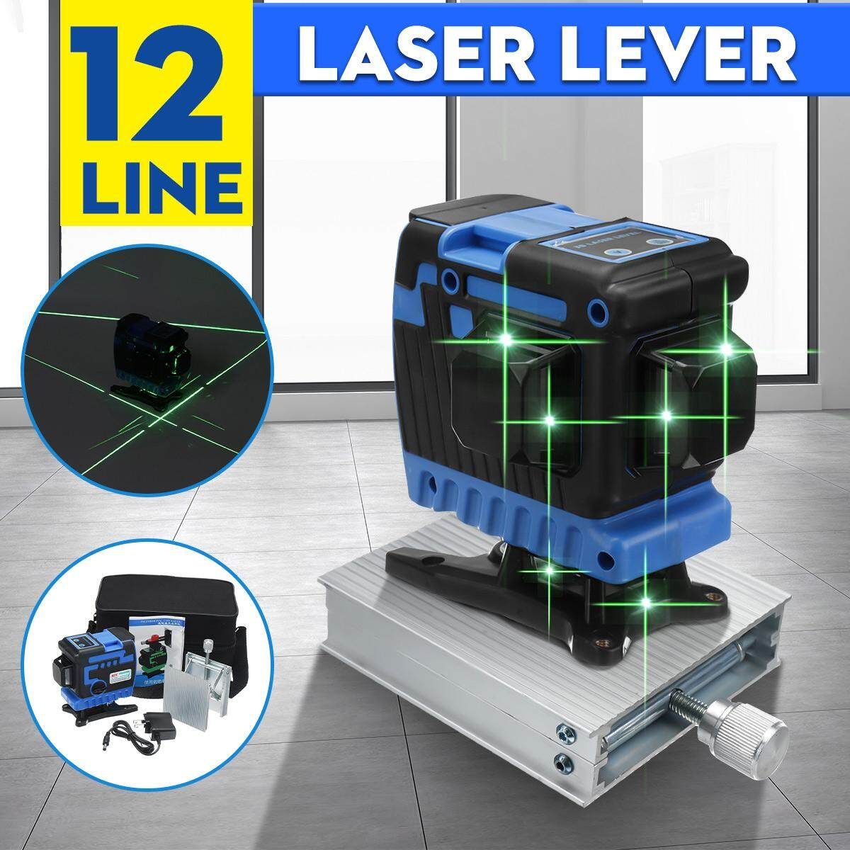 12 Lines Laser Level Green/Blue Self-Leveling 3D 360° Floor Tile Measure Tools Green Light 3