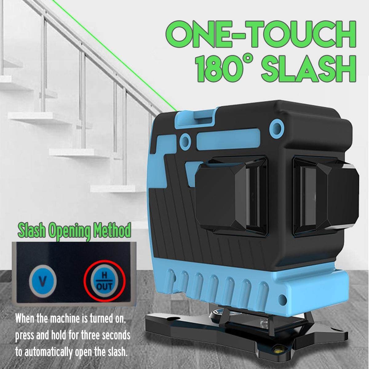 12 Lines Laser Level Green/Blue Self-Leveling 3D 360° Floor Tile Measure Tools Green Light 3