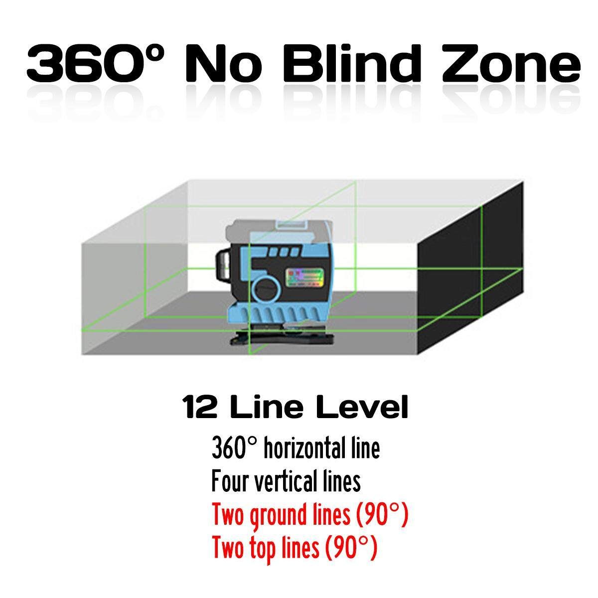 12 Lines Laser Level Green/Blue Self-Leveling 3D 360° Floor Tile Measure Tools Green Light 3