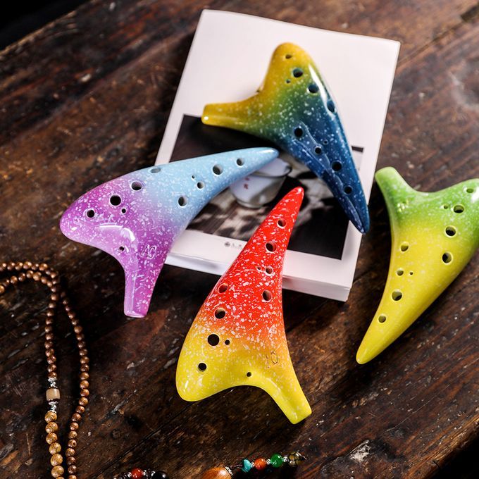 12 Holes Ceramic Ocarina Alto C Starry Style Musical
