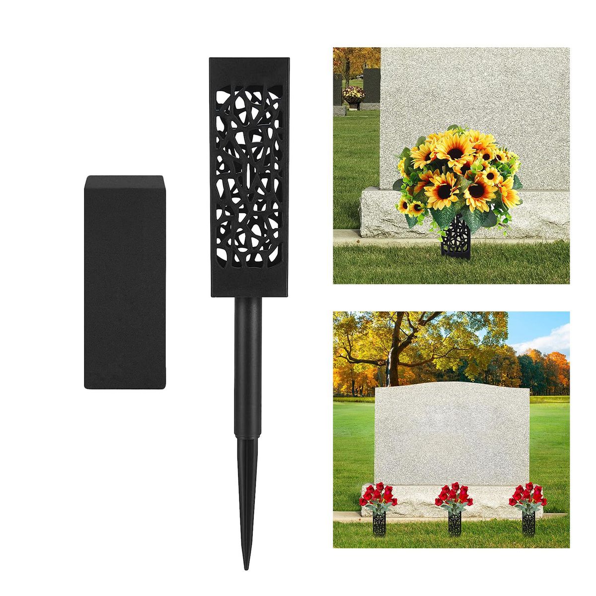 Cemetery Grave Flower Vase With Long Stake For Fresh Or
