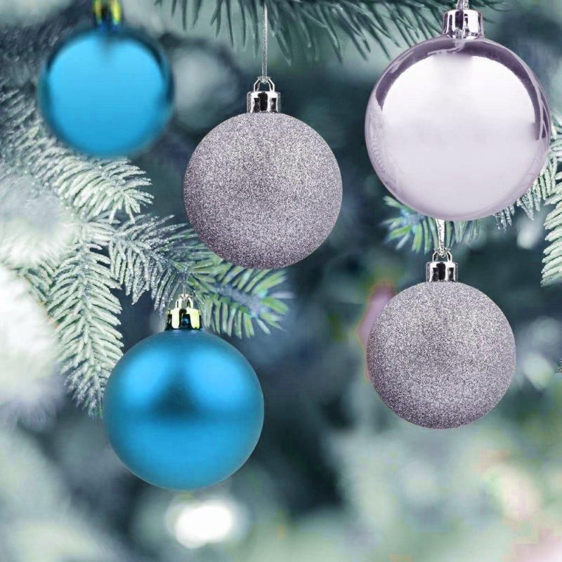 24Pcs 4/6/8cm Christmas Ball Ornament Baubles Xmas Tree-Red