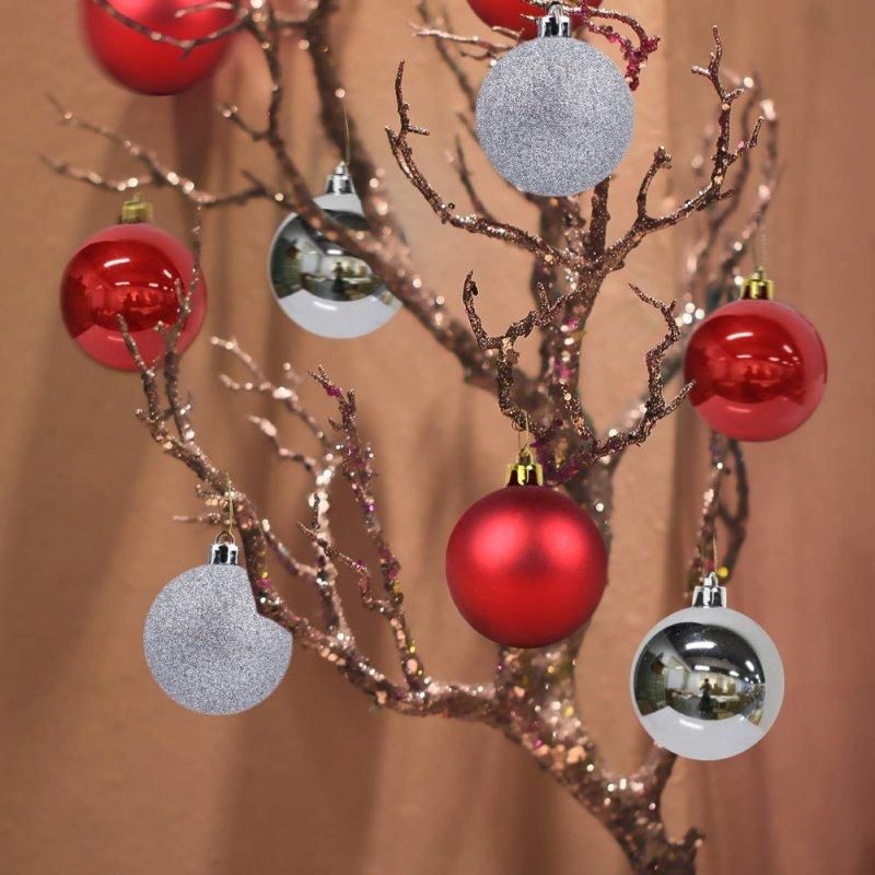 24Pcs 4/6/8cm Christmas Ball Ornament Baubles Xmas Tree-Red
