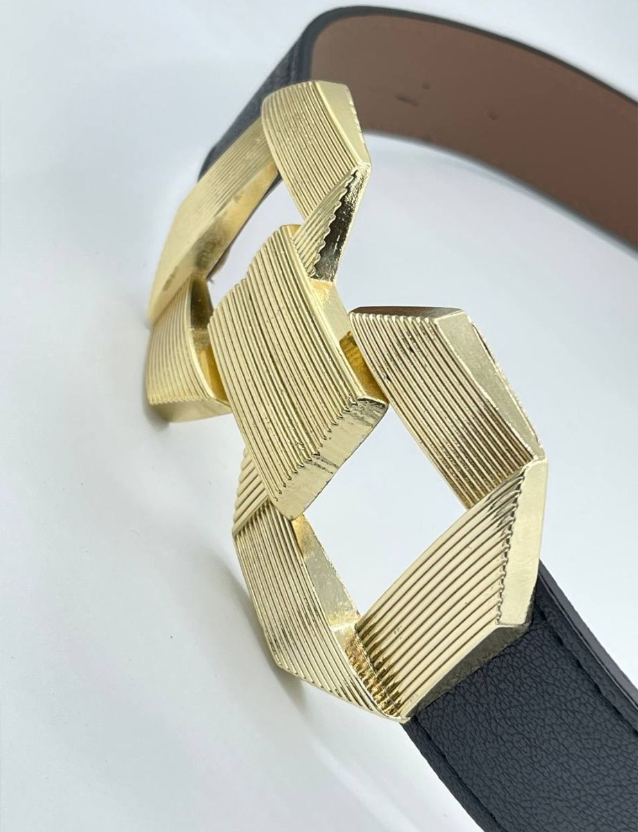 Turkey Women Black Leather With Metal Design Buckle Belt