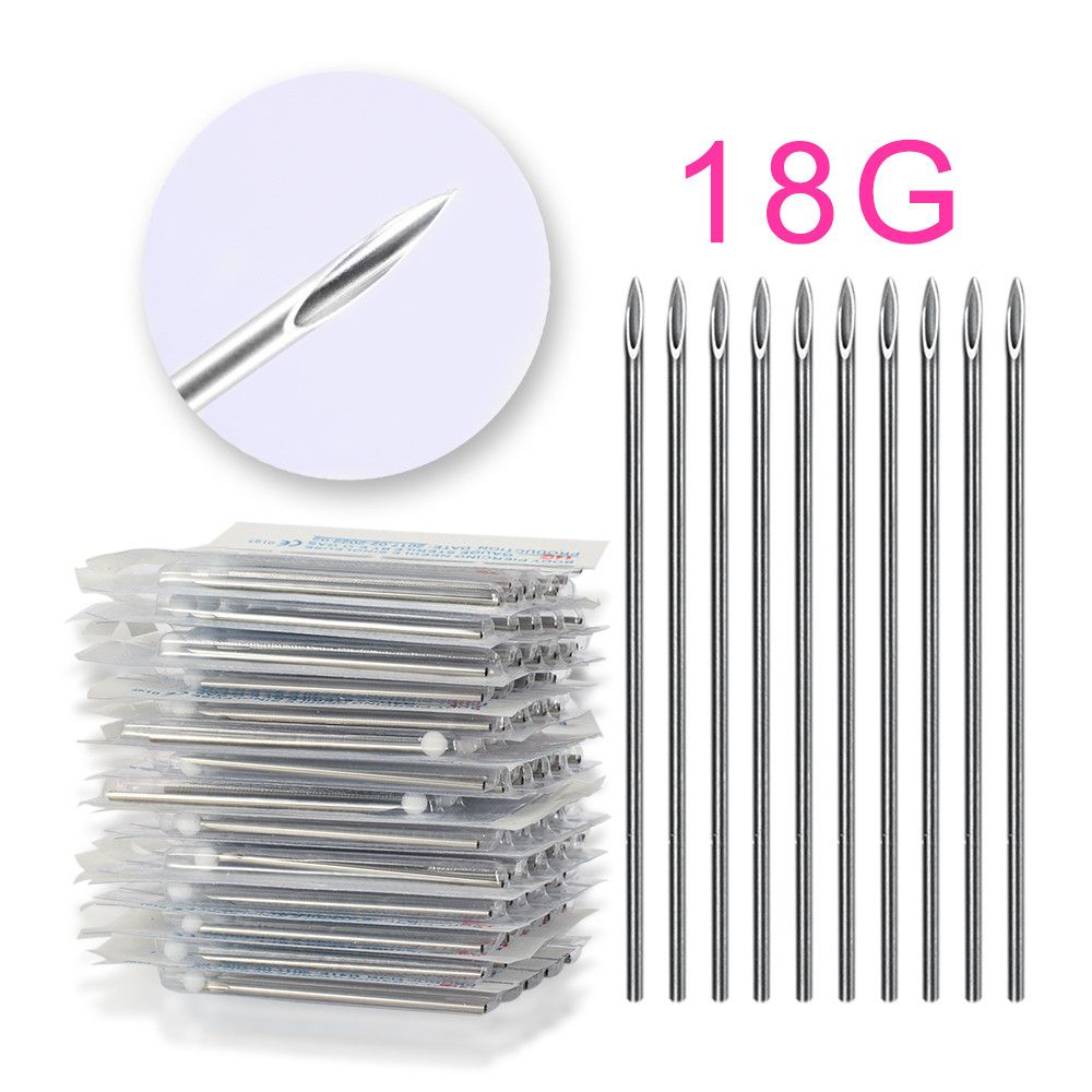 100pcs 18G Piercing Needles Surgical Steel Sterile