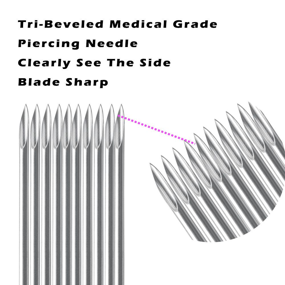 100pcs 18G Piercing Needles Surgical Steel Sterile