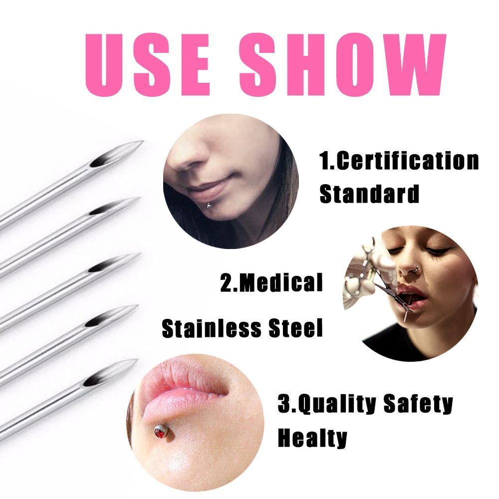 100pcs 18G Piercing Needles Surgical Steel Sterile