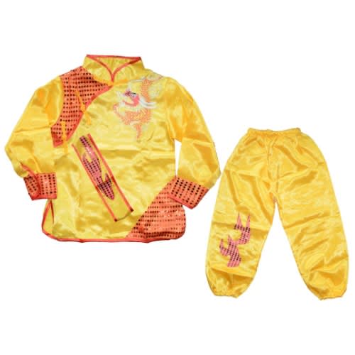 Three Psc Chinese Boys Costume -Yellow  And Multicolor