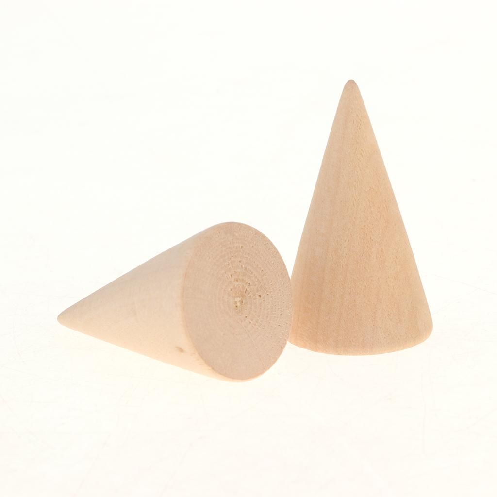 3x Necklace Finger Rings Jewelry Stand Holder With Frame Wooden Cone 2