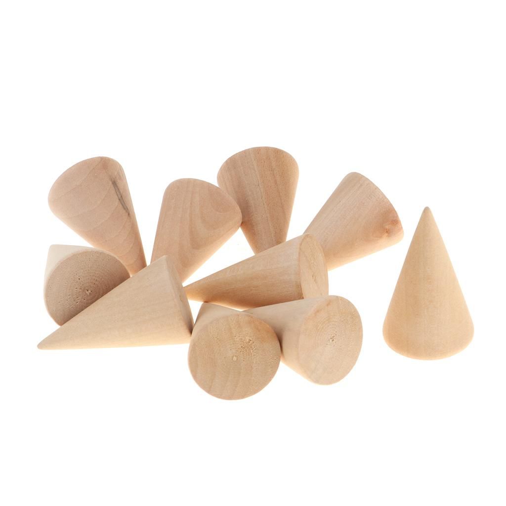 3x Necklace Finger Rings Jewelry Stand Holder With Frame Wooden Cone 2