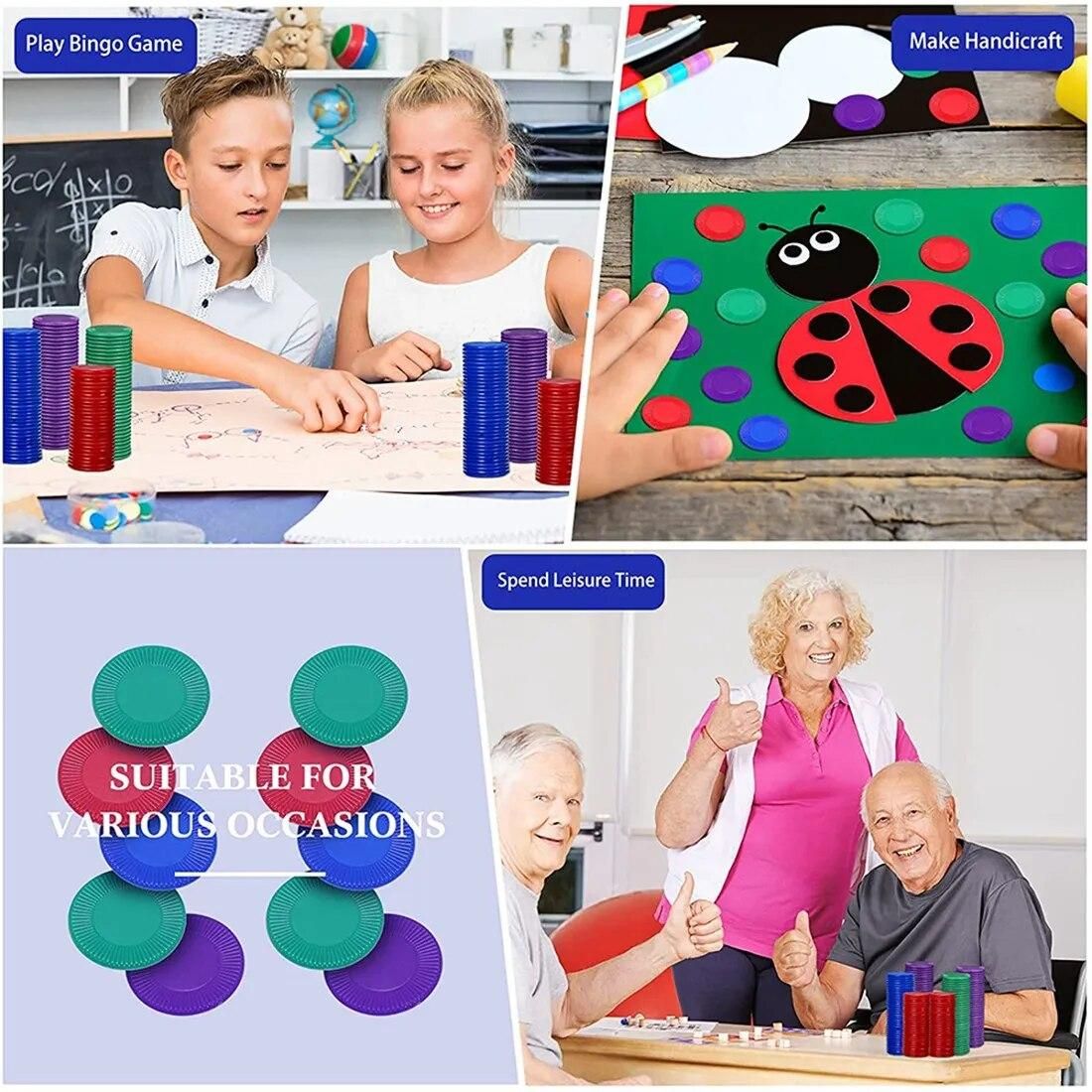 400 Pieces Plastic Poker Chips Game Chips 4 Colors Counter Card for Game Playing Counting Bingo Game Chips Card, 1