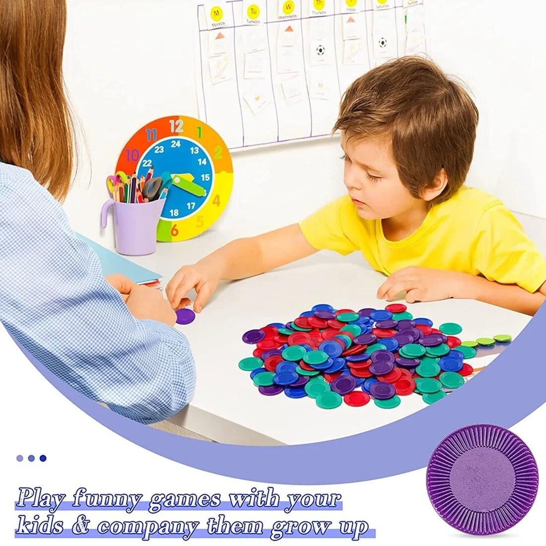 400 Pieces Plastic Poker Chips Game Chips 4 Colors Counter Card for Game Playing Counting Bingo Game Chips Card, 1