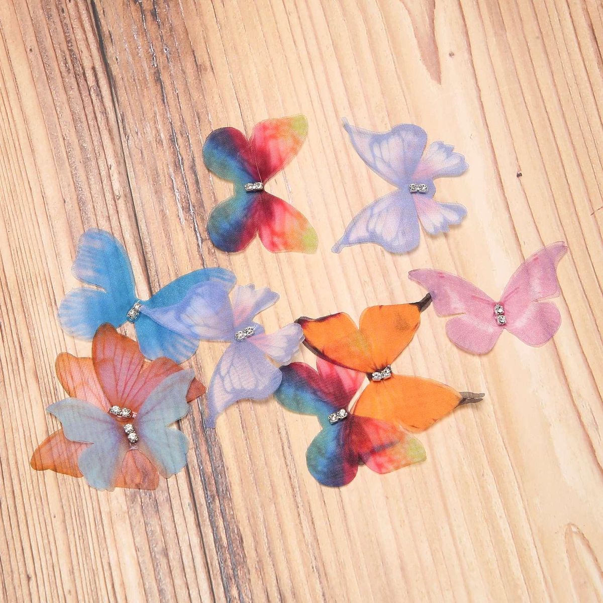 50Pcs Gradient Color Organza Fabric erfly Appliques 38Mm Translucent Chiffon erfly for  Doll Embellishment