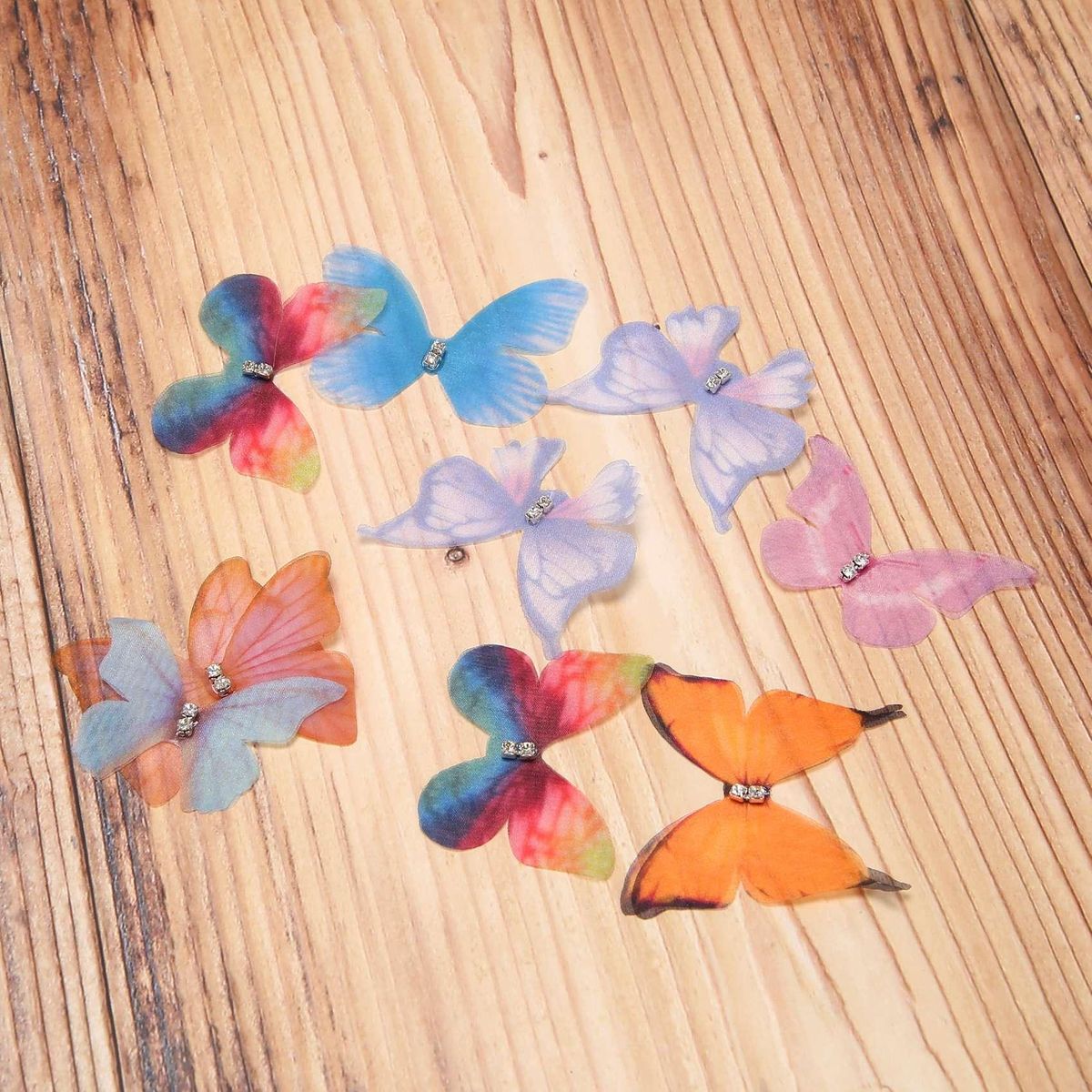 50Pcs Gradient Color Organza Fabric erfly Appliques 38Mm Translucent Chiffon erfly for  Doll Embellishment