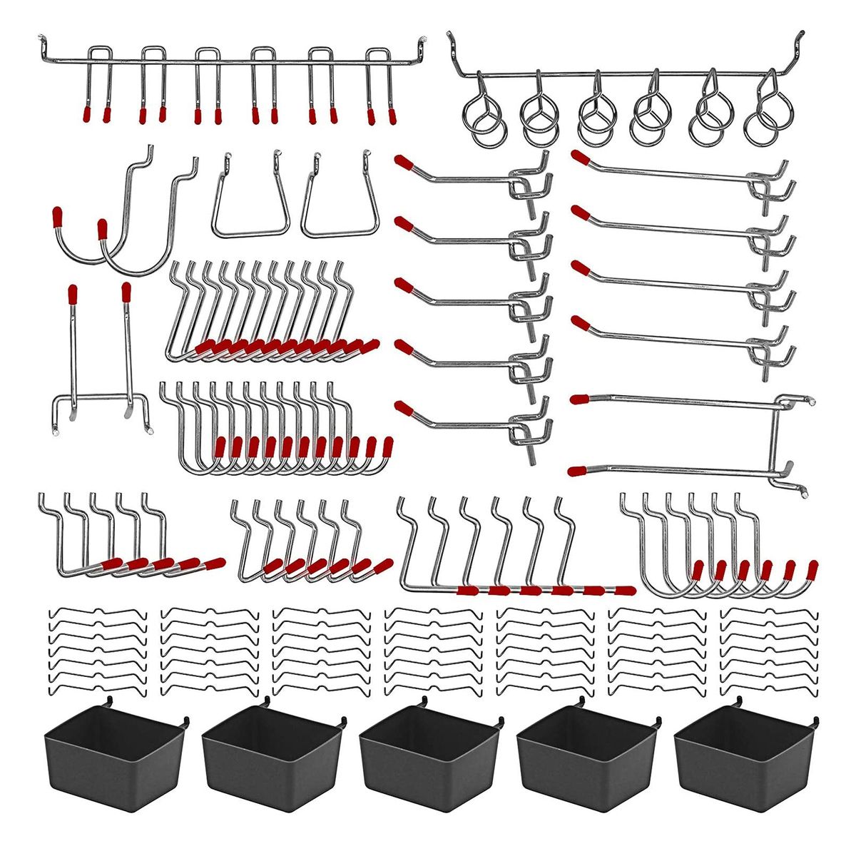 114Pcs Pegboard Hooks Assortment Easy Installation Pegboard Hook Silver