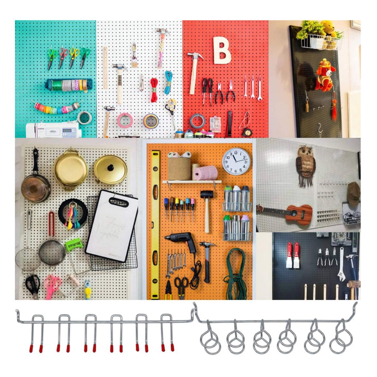 114Pcs Pegboard Hooks Assortment Easy Installation Pegboard Hook Silver