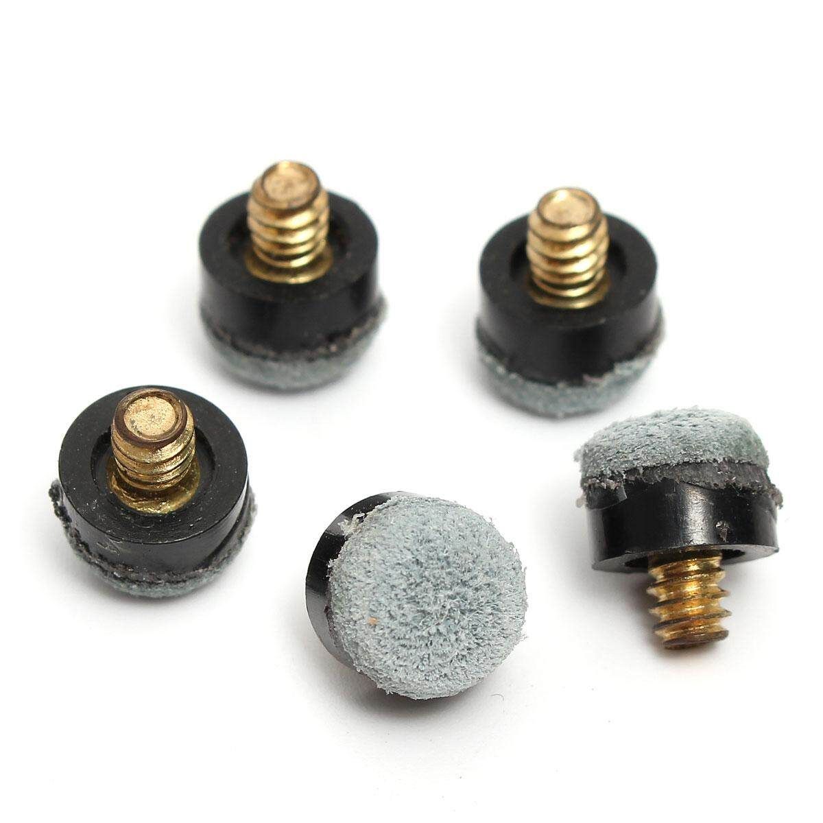 5PCs 10mm Screw On Tips For Pool Snooker Billiards Replacement Parts Set New