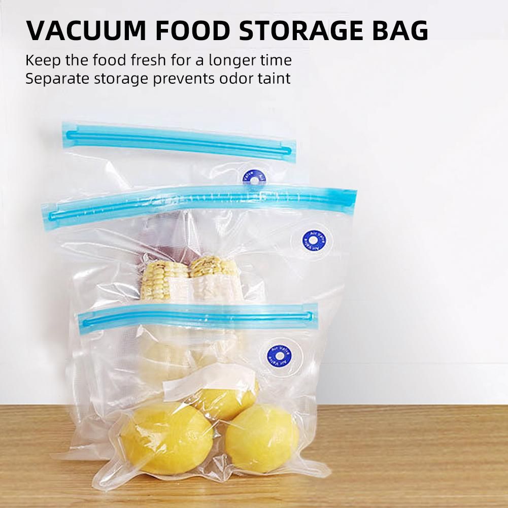 35PCS Vacuum Food Storage Bag Reusable Vacuum Sealer Bags 3 Sizes with 1 Hand Pump 4 Cooking Clips 4 Sealing Clips Sous Vide Bags for Vegetable Fuit Meat
