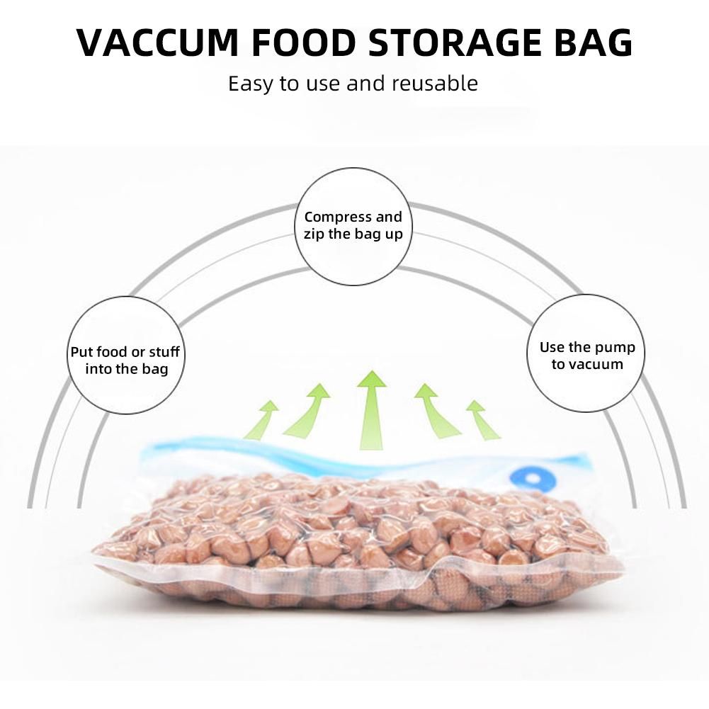 35PCS Vacuum Food Storage Bag Reusable Vacuum Sealer Bags 3 Sizes with 1 Hand Pump 4 Cooking Clips 4 Sealing Clips Sous Vide Bags for Vegetable Fuit Meat