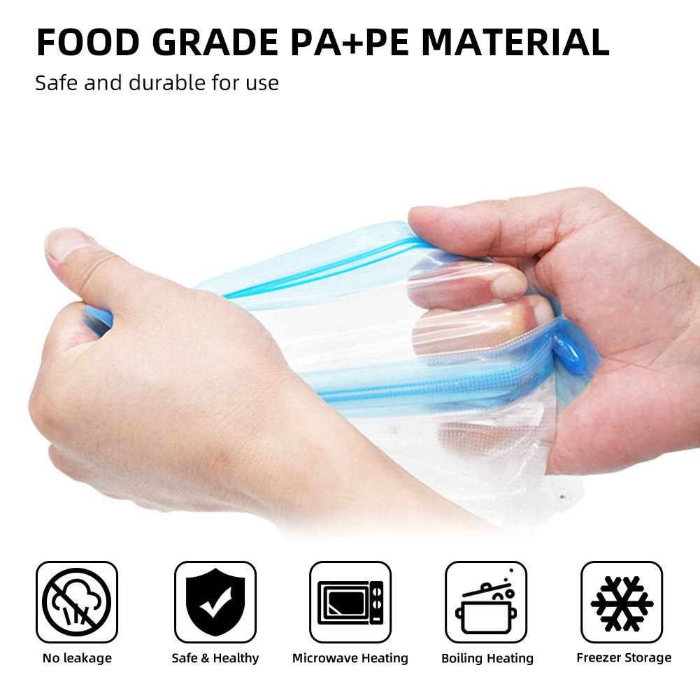 35PCS Vacuum Food Storage Bag Reusable Vacuum Sealer Bags 3 Sizes with 1 Hand Pump 4 Cooking Clips 4 Sealing Clips Sous Vide Bags for Vegetable Fuit Meat