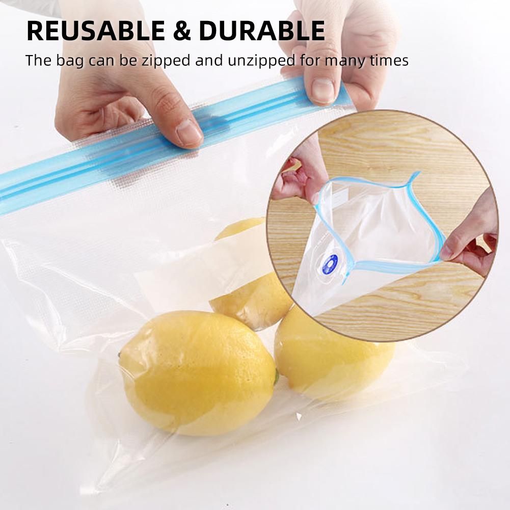 35PCS Vacuum Food Storage Bag Reusable Vacuum Sealer Bags 3 Sizes with 1 Hand Pump 4 Cooking Clips 4 Sealing Clips Sous Vide Bags for Vegetable Fuit Meat