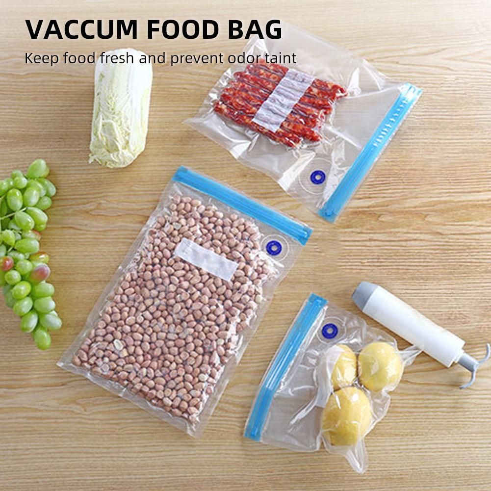 35PCS Vacuum Food Storage Bag Reusable Vacuum Sealer Bags 3 Sizes with 1 Hand Pump 4 Cooking Clips 4 Sealing Clips Sous Vide Bags for Vegetable Fuit Meat