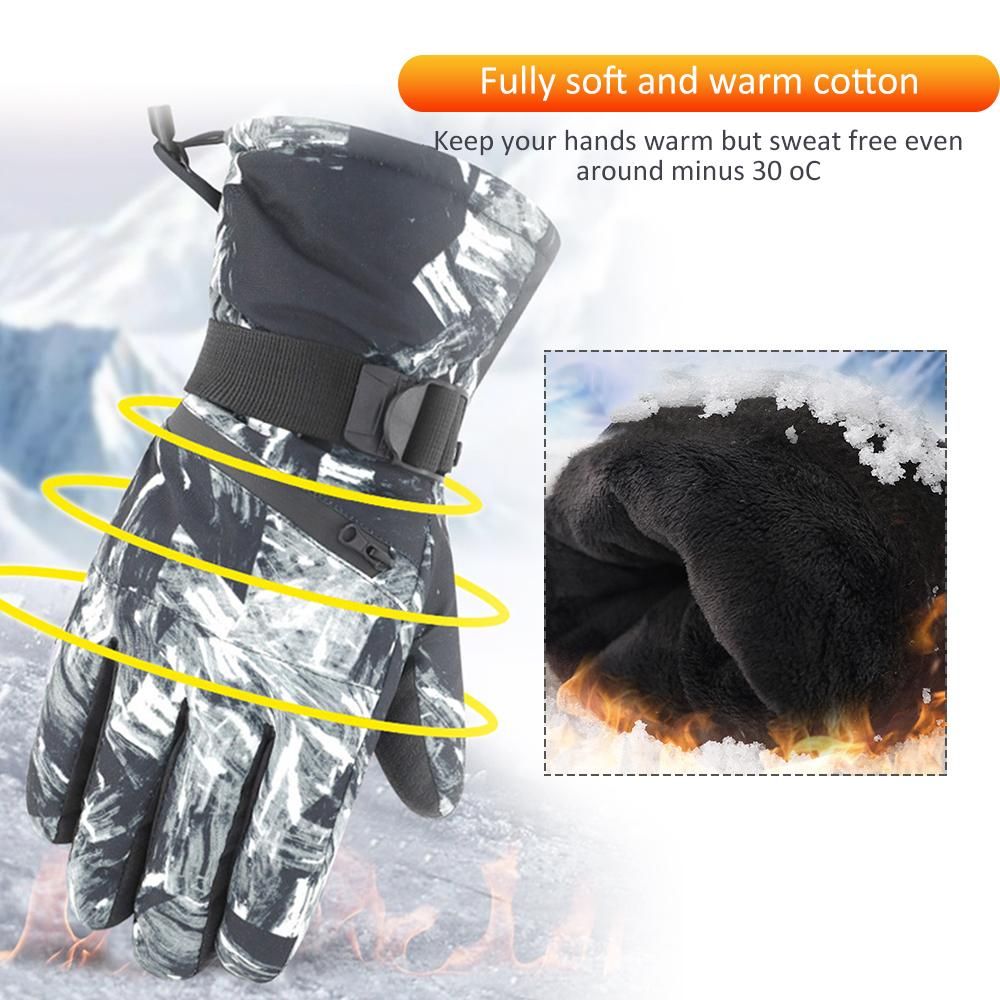 Snow Ski Gloves Waterproof & Windproof Winter Gloves Thermal Gloves Outdoor Warm Mittens Warm Touch Screen Gloves Full-Finger Mittens Cold Weather Hand Warmers for Skiing Driving Running Cycling
