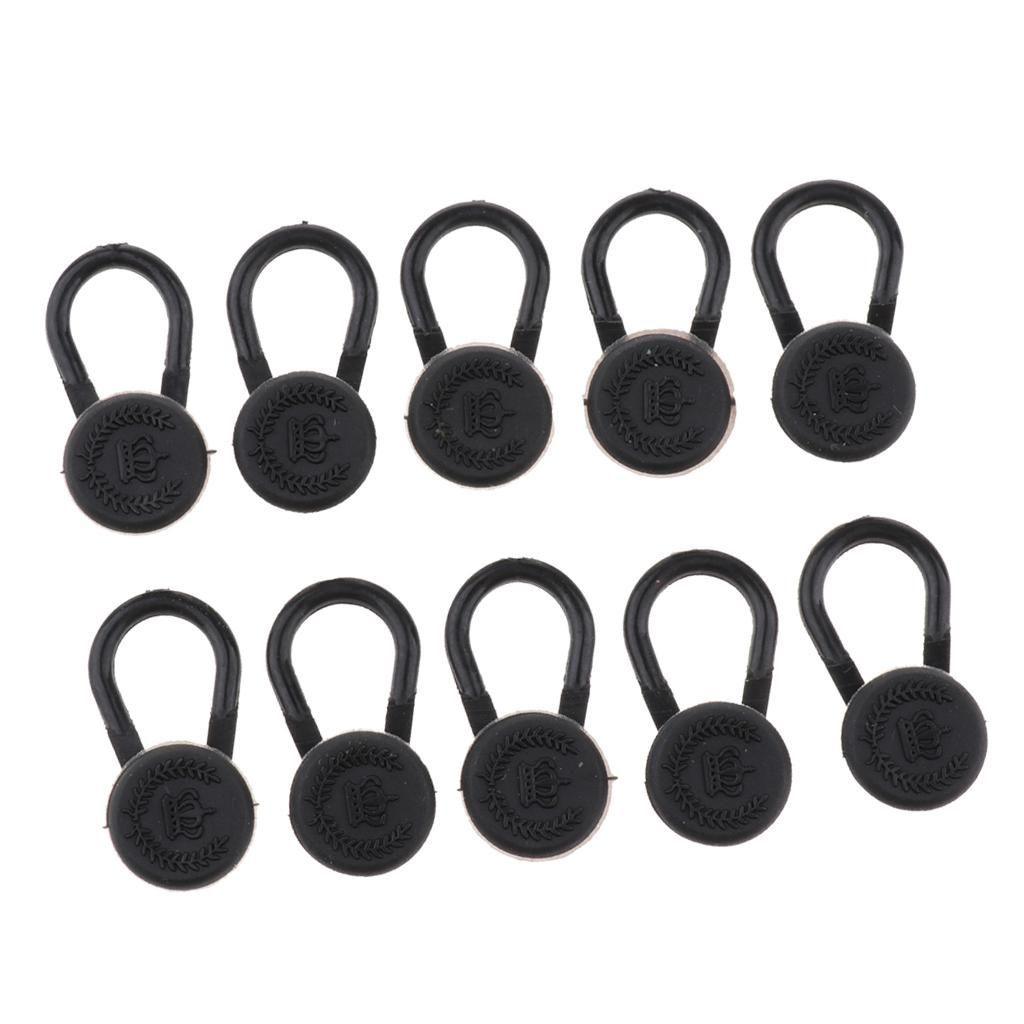 10 Pieces Collar/Neck Extenders Elastic Button Shirts Expansion Black