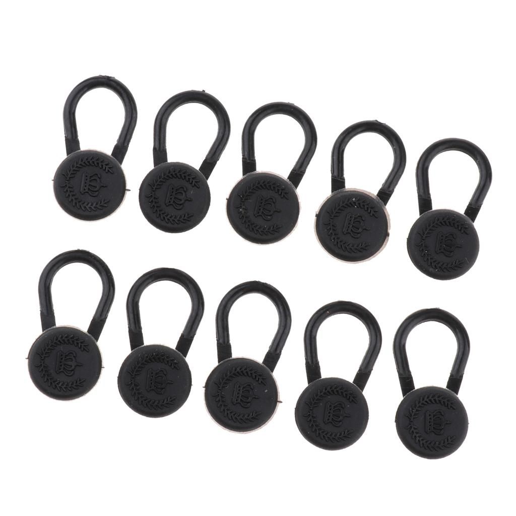 10 Pieces Collar/Neck Extenders Elastic Button Shirts Expansion Black