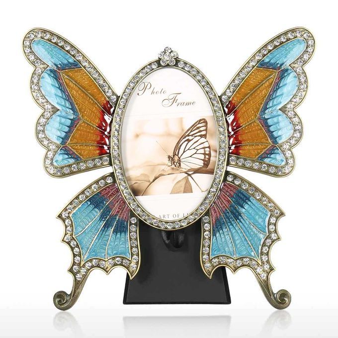 Rhinestone Decorated Ellipse Scalewing Design Vintage Metal-S