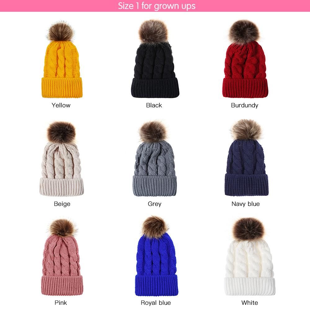 Winter Warm Women Knitted Crochet Wool Hat Hair Ball Earmuffs Caps Infant Toddler Kid Cute Hairball Beanie Cap