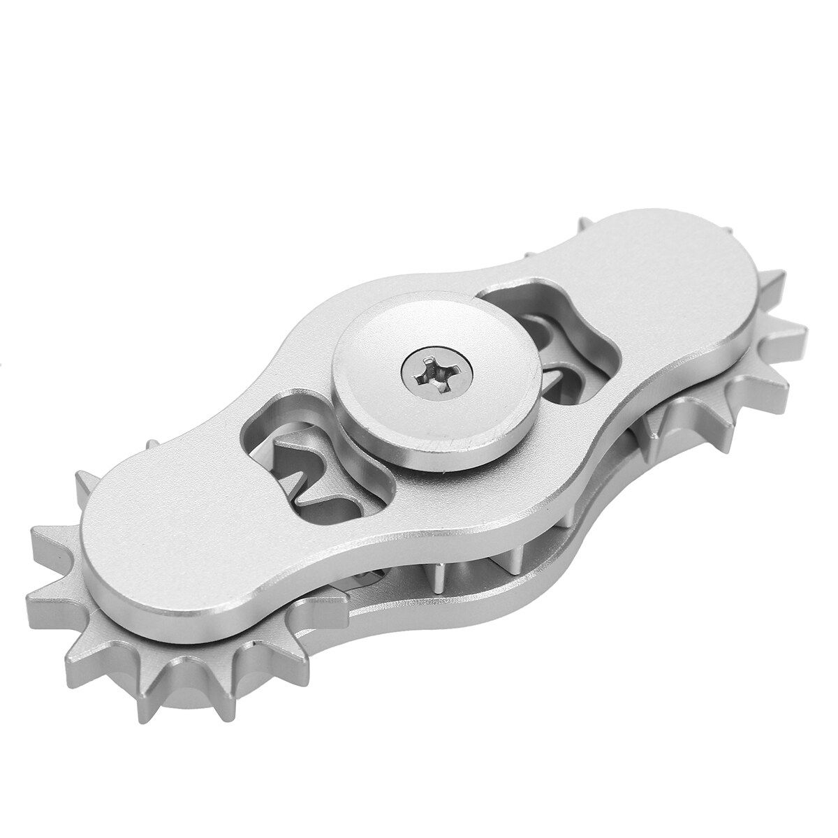 Aluminum Gear Tri Hand Spinner Finger Spiral Fidget Focus Stress Adult Kid Silver (silver)