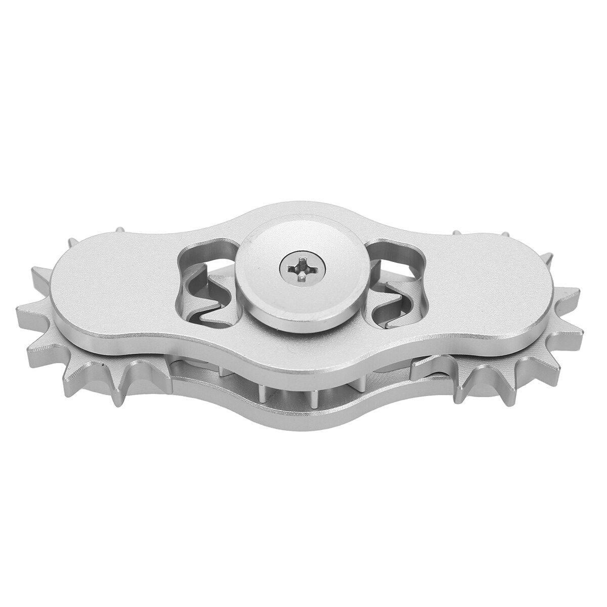 Aluminum Gear Tri Hand Spinner Finger Spiral Fidget Focus Stress Adult Kid Silver (silver)