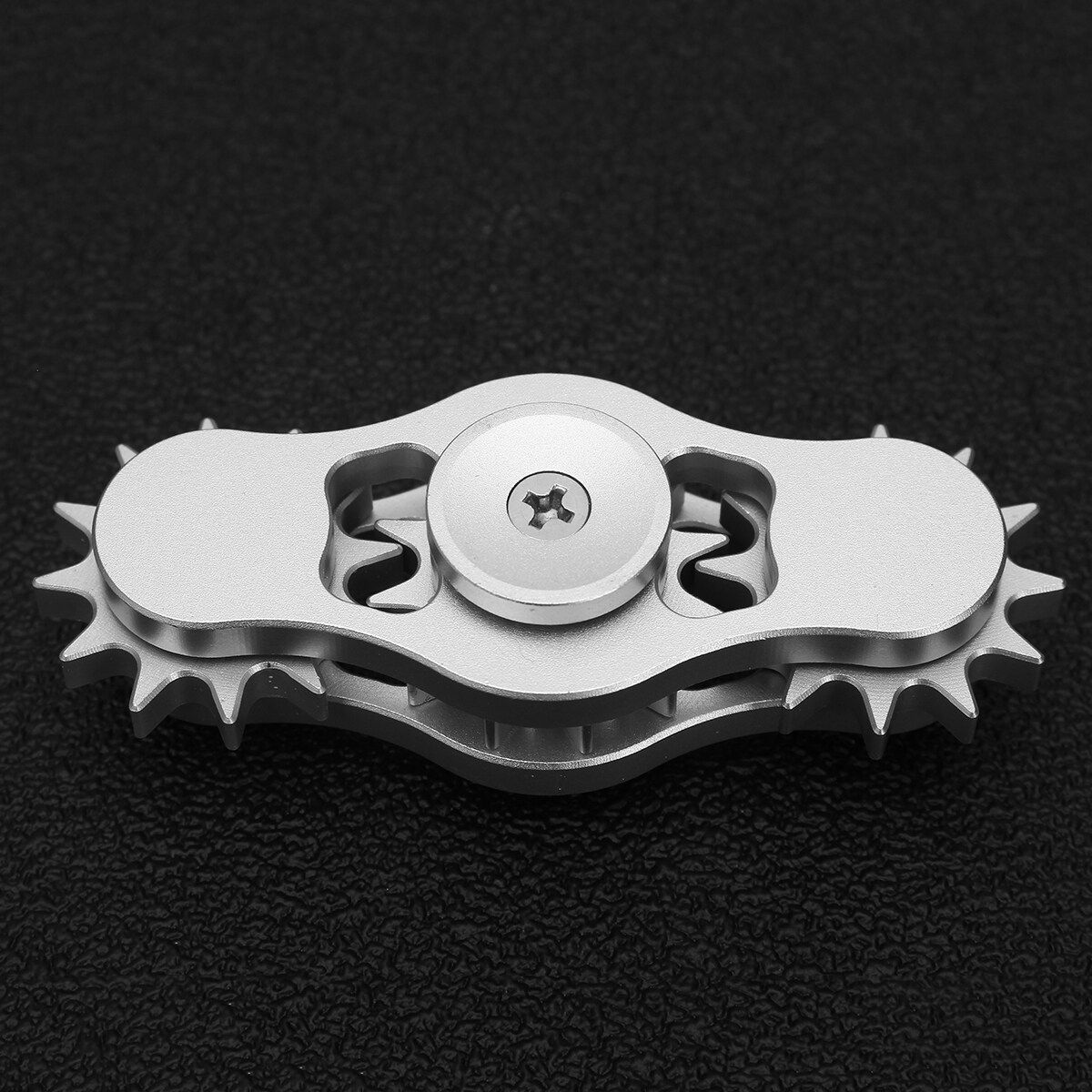Aluminum Gear Tri Hand Spinner Finger Spiral Fidget Focus Stress Adult Kid Silver (silver)