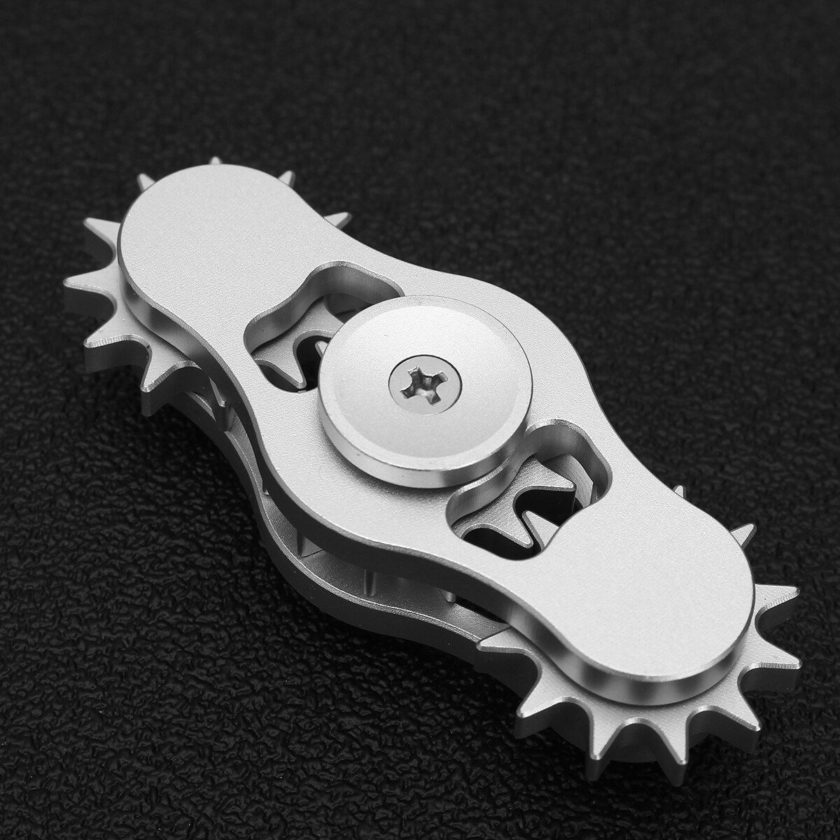 Aluminum Gear Tri Hand Spinner Finger Spiral Fidget Focus Stress Adult Kid Silver (silver)