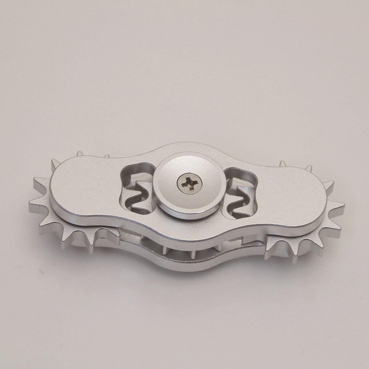 Aluminum Gear Tri Hand Spinner Finger Spiral Fidget Focus Stress Adult Kid Silver (silver)
